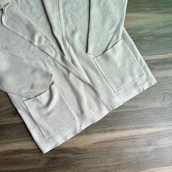 Cece Soft Open-Front Oatmeal Beige Cardigan Sweater - Coatigan | Size M - Picture 6 of 9